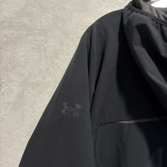 Under Armour Windbreaker Storm Hoodie Mesh Lined Black Mens XXL Outdoor Full Zip - Picture 10 of 16